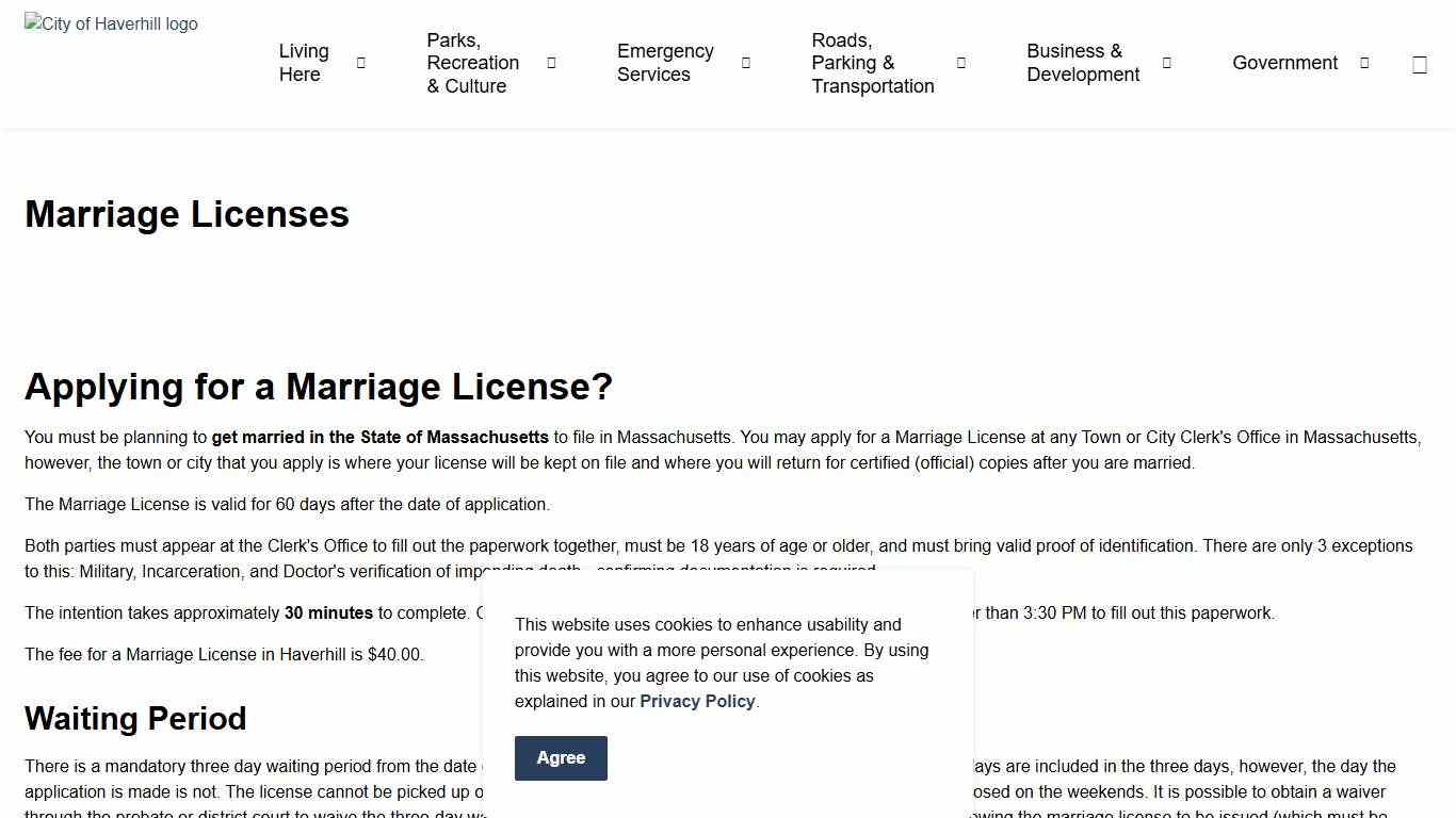 Marriage Licenses City of Haverhill